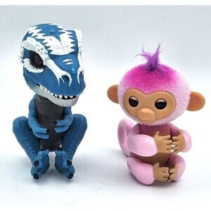 WowWee Fingerlings Monkey & Dino Interactive Figure Lot Pink Blue Toys